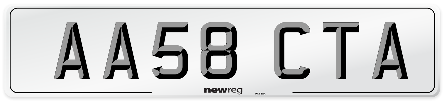 AA58 CTA Number Plate from New Reg